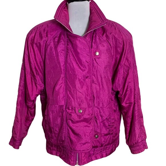 Andy Johns Nylon Parachute Jacket Womens M Magenta 80s Windbreaker Retro Zip Up - Picture 5 of 16